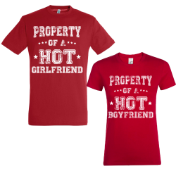 Set tricouri cupluri "Property of a hot girlfriend/boyfriend"