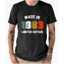 Tricou Made In 1983 Limited Edition, Xl, negru