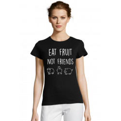 Tricou personalizat funny - Eat Fruits Not Friends, negru