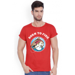 Tricou personalizat amuzant - Born To Fish, rosu