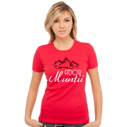 Tricou personalizat cu mesaj - Ador Muntii, rosu