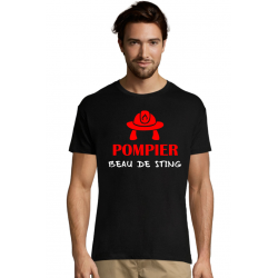 Tricou personalizat cu mesaj - Pompier beau de sting, Negru