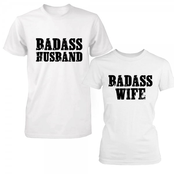 Set tricouri cupluri "Badass wife and husband"
