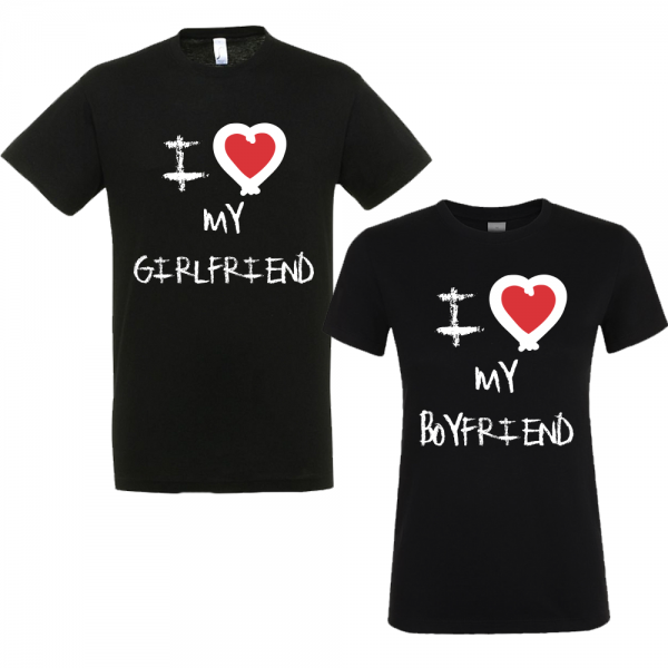 Set tricouri cupluri "I love my girlfriend/boyfriend"
