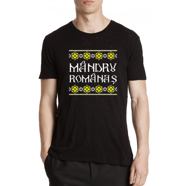 Tricou personalizat amuzant - Mandru Romanas, negru