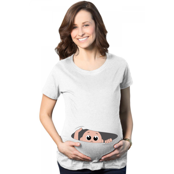 Tricou personalizat gravida - Peek a boo