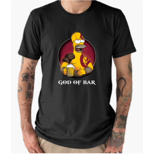 Tricou - Homer Simpson God Of Bar, XL, negru [CLONE]