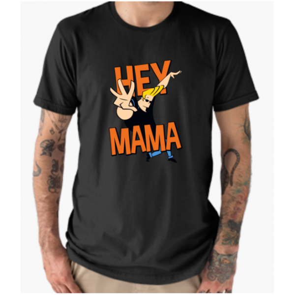 Tricou - Johnny Bravo Hey Mama, M, negru